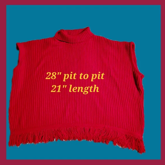 Red Sleeveless Turtleneck Sweater - Picture 3 of 5